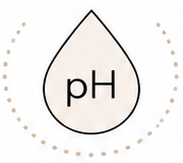 Line icon of a droplet marked pH
